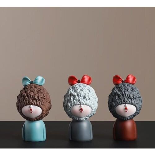 European Resin Abstract Cute Girl Figurines Decoration Cake Shop Living Room Bedroom Sculptures Home Decor Modern Art Statues