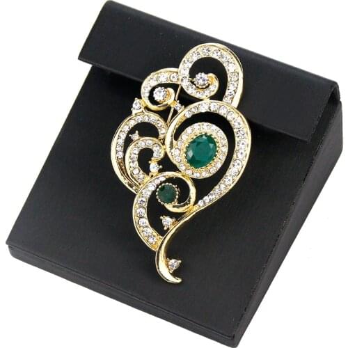 Sunspicems Fashion Crystal Flower Women Brooch Pins Gold Color Ethnic Wedding Jewelry Morocco Arab Indain Caftan Hijab Brooches