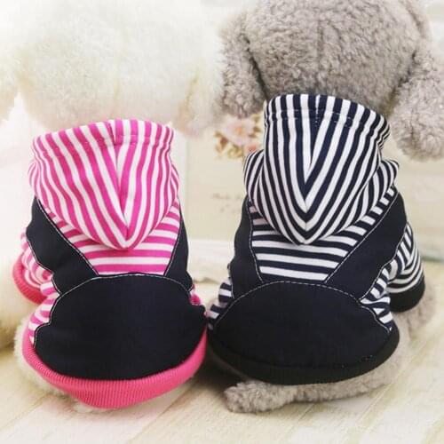 Pet Sweatershirt Striped Two-legged Cotton Hooded Dog Blouse for Winter