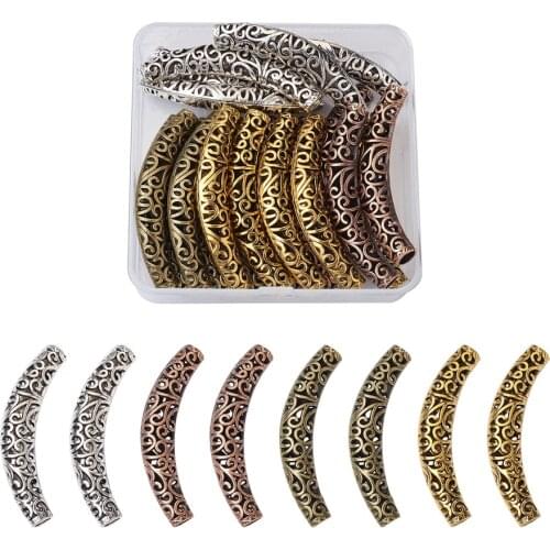 20Pcs/Box Tibetan Hollow Curved Tube Spacers Beads Vintage Bead For DIY Necklace Bracelet Jewelry Findings Making Accessories