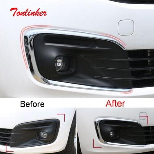 Tonlinker Exterior Front foglight Cover Stickers for Citroen C-Elysee 2017-19 Car styling 2 PCS ABS Chrome Cover stickers