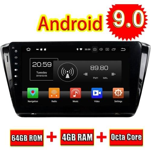 TOPNAVI Android 9.0 Car Head Unit GPS Navigation Radio Stereo For Skoda Superb 2015 Autoradio Audio Stereo NO DVD Two Din 4+64GB