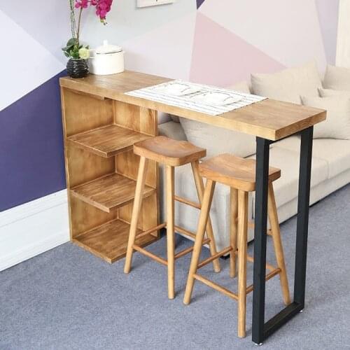 American Retro Compartment Solid Wood Bar Counter Living Room Bar Customizable High Table Simple Home Bar Counter Chair