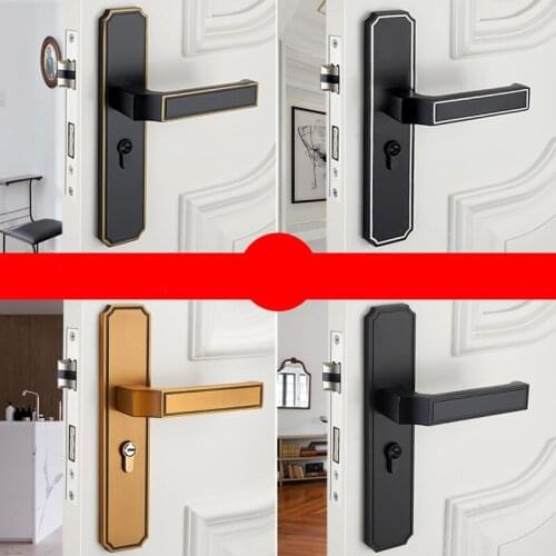 Retro Aluminum Alloy Security Door Lock Bedroom Mute Door Handle Lock Indoor Universal Deadbolt Lock Furniture Hardware Supplies