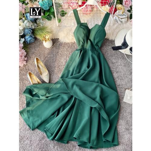LY VAREY LIN Women Vintage Long Dress Sexy Spaghetti Strap Backless Bandage Party Dress Elegant Slim High Waist Dress Vestidos