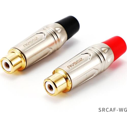 1Pcs pure copper gold-plated RCA wiring female plug audio and video signal transmission extension AV fever plug-in HIFI