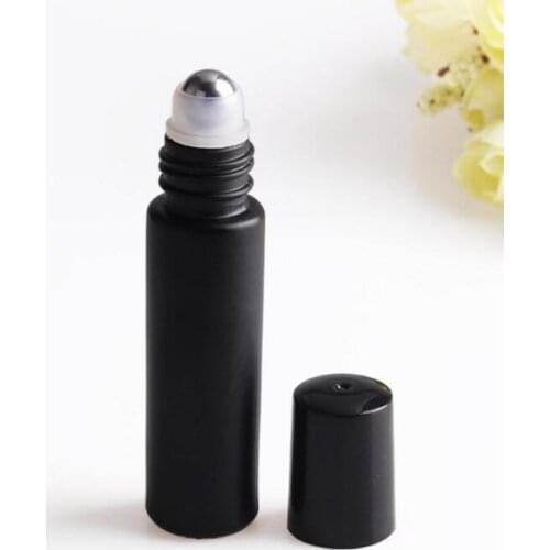 10ml 1/3oz Black Fragrances ROLL ON GLASS BOTTLE ESSENTIAL OIL Metal Roller Ball #QB916