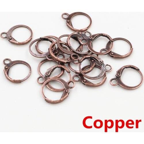 14x12mm 30pcs High Quality Antique Copper Colors Plated Brass French Earring Hooks Wire Settings Base Whole Sale-Y2-21