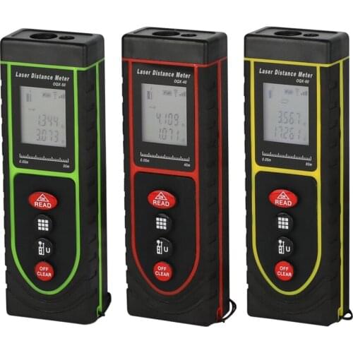 2018 mini handheld type 40M 50M 60M laser rangefinder digital laser meter electronic tape measure for distance area volume test