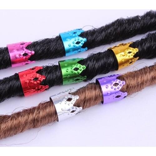 50Pcs Gold Silver Opening Hair Ring Dreadlock Bead Cuff Clip Braid Styling Tools Hoop Circle Accessories for Women Girls