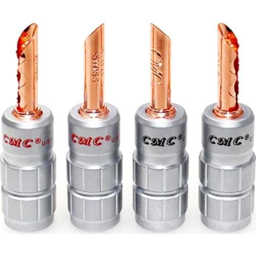 8pcs Hifi BFA Male Plug CMC Red Copper Banana Plug Hi-end Banana Jack No soldering for Speaker Cable