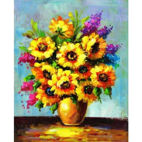 Free shipping home decoration golden sunflowr printed oil painting on canvas BMF140606A
