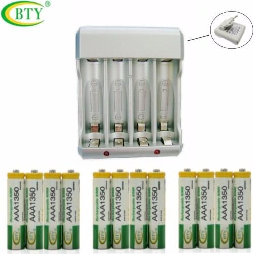 BTY-825 EU Charger Ni-MH Ni-Cd AA AAA Battery Charger With BTY AAA1350 series 1.2V 350mAh AAA Ni-MH Rechargeable Battery