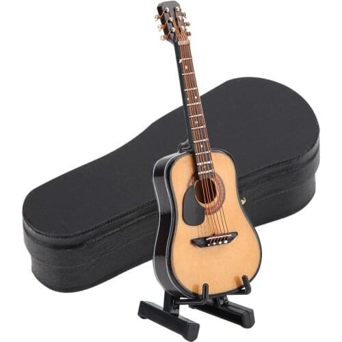 10/16cm Wooden Electric Guitar Model With Display Stand Dolls House Miniature Musical Instruments Ornament Toys