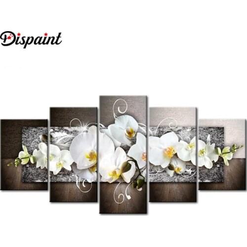 Dispaint 5pcs Full Square/Round Drill 5D DIY Diamond Painting "Flower orchid" Multi-picture Combination Embroidery 5D Decor
