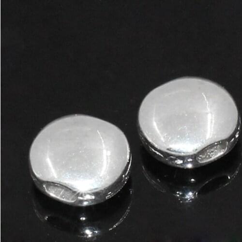 DoreenBeads Zinc metal alloy Spacer Beads Flat Round silver color About 14mmx12mm,Hole:Approx 4.3mmx2.3mm,3 PCs