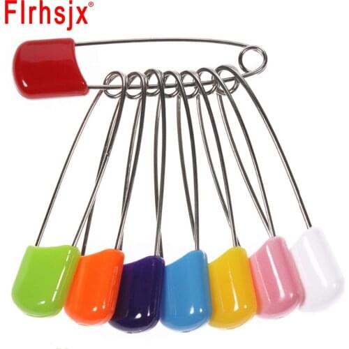 FLRHSJX 10/20pcs Plastic Baby Safety Pins Plastic Head Nappy Pins Stainless Steel Safety Pins DIY Needle Pins Buckles Home Tools