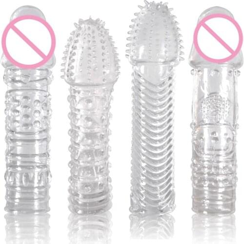 Dingye Adult Sex Products 4pcs/ lot Crystal Cock Rings Reusable Condom Sexy Toys Penis Sleeves Penis Extension Cock Rings