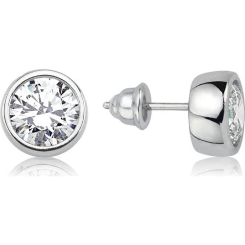 Valori Jewels 4 Carat, Zirconia White Round Gemstone, Rhodium Plated, Sterling Silver Earrings