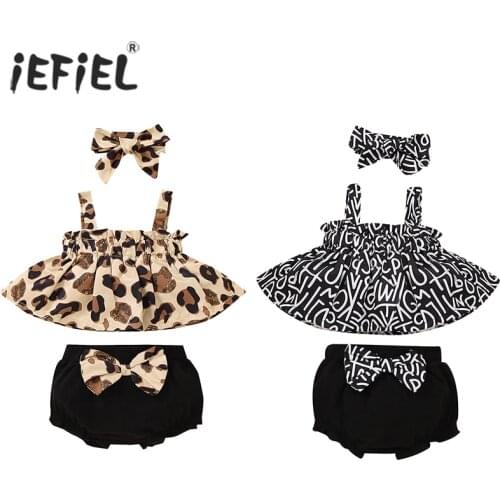 Summer Baby Clothing Kid Girls Cotton Clothes Sets Strap Ruffle Letter Print Crop Tops+Bloomers Shorts Cute Casual Outfits 0-12M