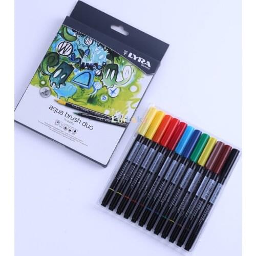 Lyra Aqua Brush Duo Brush Pens Fibre-Tip Pens 12,24 Colours,water-based ink pen,especially developed for artists and designers