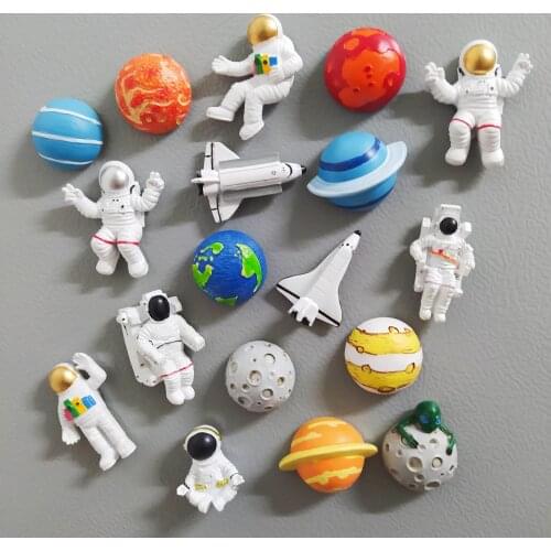 Space Planet Refrigerator Magnet Stickers, Solar System Universe Spaceman Style Home Decorations, Gifts for Children and Boys