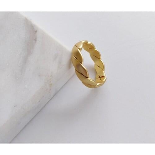 Retro Matte Texture Temperament Ring Personality Geometric Twist Winding Index Finger Ring Simple Niche Tail Ting Female Trend