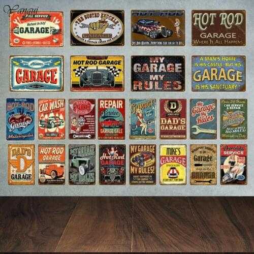 Hor Rod Garage Metal Signs Plaque Metal Vintage Tin Poster Retro Garage Plaque Man Cave Wall Decor Iron Painting YA020