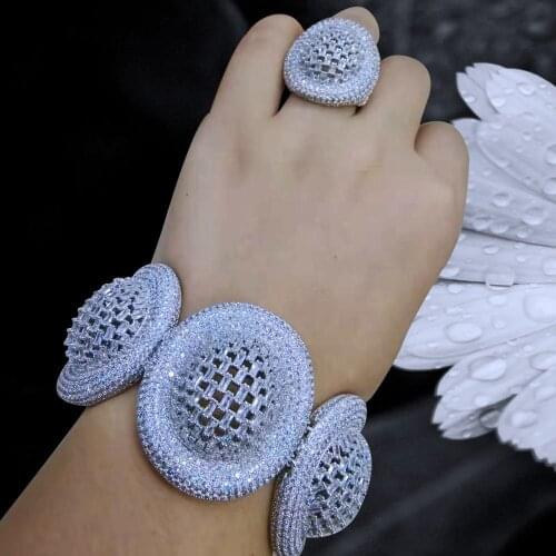 Missvikki 2020 Trendy Big Luxury Statement Bangle Rings for Women Cubic Zircon Finger Rings Beads Charm Ring Bohemian Jewelry