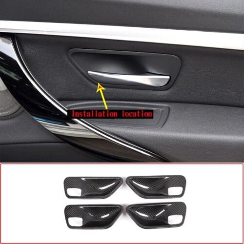 Real Carbon Fiber Interior Car Inner Door Bowl Sticker Cover For BMW 3 Series GT 3 4 Series F30 F32 F35 316i 318i 320li 2013-19