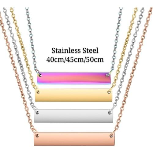10Pcs/lot Mirror Polish Stainless Steel Blank Bar Charm Necklace 35*6mm DIY Necklace 4Colours