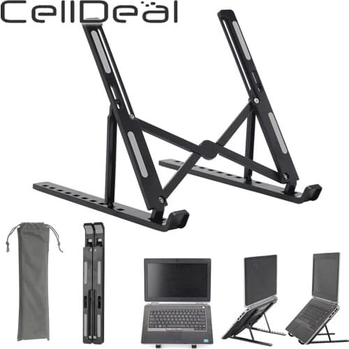 Portable Adjustable Aluminum Alloy Laptop Stand Foldable Cooling Monitor Holder For Office Tablets Travel Bracket Travel Bracket