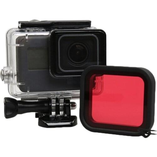 PULUZ For GoPro HERO5 30m Waterproof PC & ABS Housing Protective Case + Camera Lens Red Quadrate Filter with Buckle Basic Mount