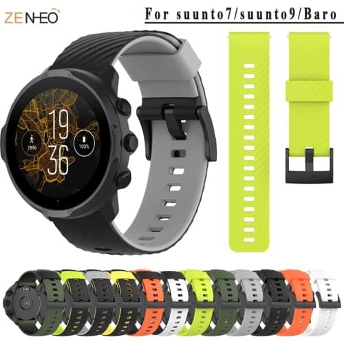24mm Sports Silicone Strap For Suunto 9/9 Baro WristBand For Suunto 7/D5 Watch Band Watchand Bracelet Replace Accessories