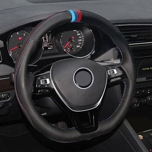 DIY Black Genuine Leather Car Steering Wheel Cover for Volkswagen VW Passat B8 Golf 7 GTI Golf R MK7 VW Polo GTI Scirocco