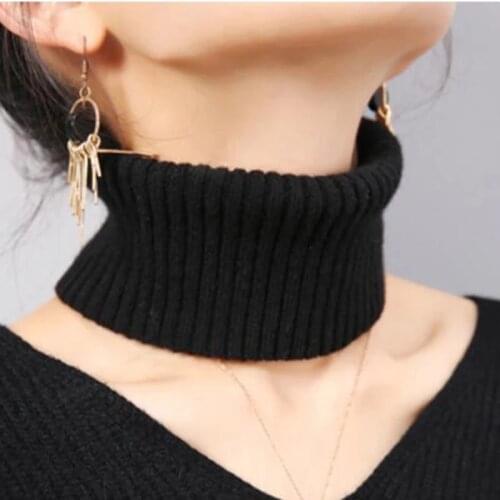 Korean Men Women Wool Knit Elastic Hedging Fake Collar Pullover Warm Scarf Winter Thick Cycling Cover Face Neck Guard Snood Q33