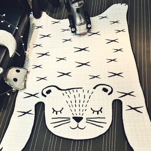 Cute Tiger Printed Rug Nordic Style Plush Cartoon Leopard Tiger Printed Antiskid Floor Mat Creative Room Decor Carpet