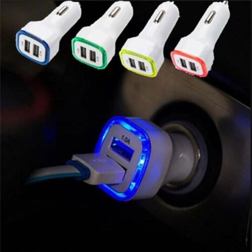Universal LED Light Double 2 Port 2.1A+1A USB Car Charger For Samsung Apple Cell Phone