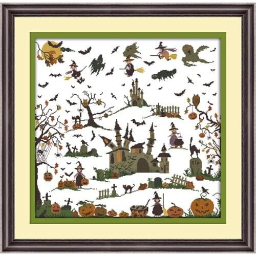 Witch castle cross stitch kit cartoon pattern 11ct print canvas stamp cross-stitching embroidery kit DIY handmade needlework set