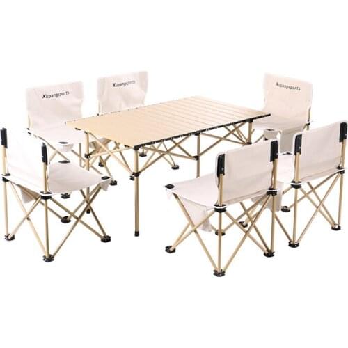 Outdoor Folding Table Chair Set Portable Picnic Table Self Driving Camping Table Aluminum Alloy Outdoor Barbecue Camping Tab