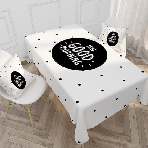 Waterproof Tablecloth rectangular Black and white stain Table Cloth oilcloth Party dining Table cover For home and kitchen 0032