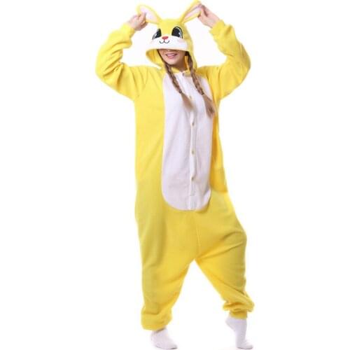Adult Pyjamas Cosplay Costume Yellow Rabbit Onesie Sleepwear Homewear Unisex Pajamas Party Clothing For Women Man