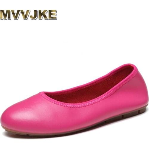 MVVJKE2020 shallow round toe genuine leather casual multiple color single flat shoes women new spring autumn fashion