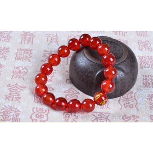Women Stone AAA Natural Red Agate Gemstone Round Beads Stretch Bracelet 10mm