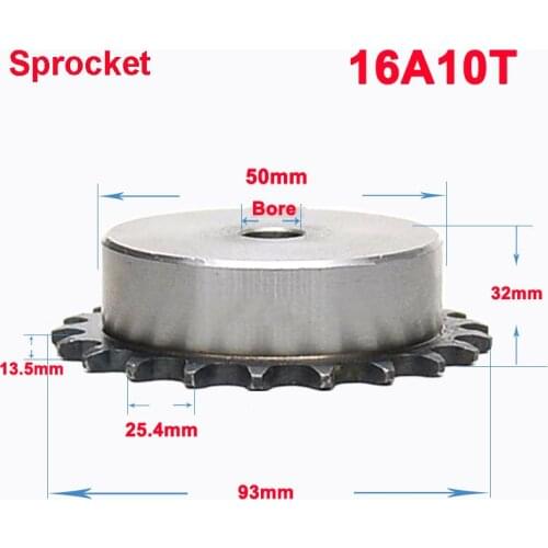1Pcs 16A 10 Teeth To 16 Teeth Sprocket Wheel Chain Gear Industrial A3 Steel Suitable For 16A Roller Chain