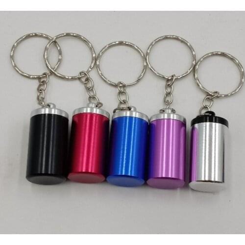 1pc Mini Ash Holder Portable Ashtray with Lid for Outdoor Aluminum Storage Tube Windproof Cigarettes Ashtrays with Keychain