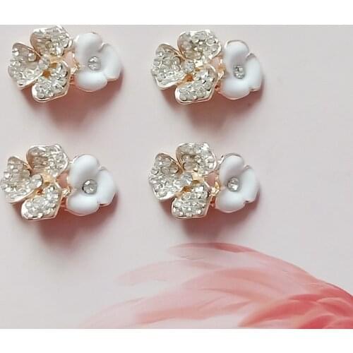 10 PCS 15*22mm Metal Alloy KC Gold Crystal Rhinestone Flowers Connectors DIY Jewelry Accessories