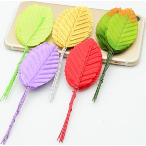 10pcs Gold Red Bunch Fake Green Leaf Silk Rose Leaves Artificial Flowers Cheap Christmas Wreath Decor For Home Wedding Diy