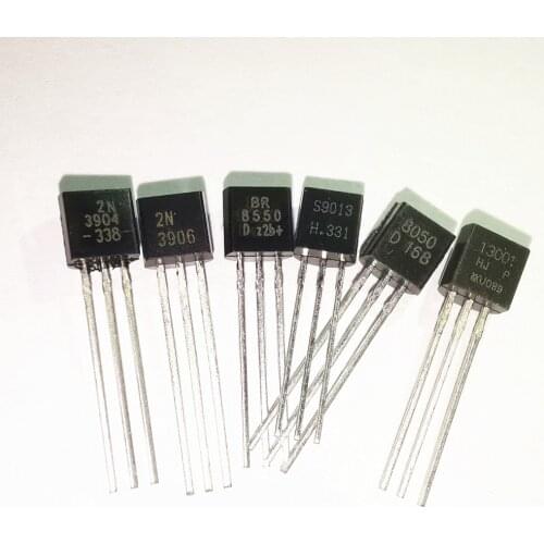 100pcs 2N3904 2N3906 2N4403 2N2907 2N4401 2N2222 S8050 S8550 13001 S9013 S9014 S9012 2N5401 2N5551 TO-92 TO92 transistor