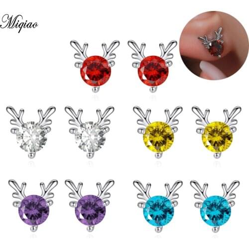 Miqiao 2PCS Fashion Sweet Little Elk Earrings Antler Earrings Exquisite Piercing Jewelry